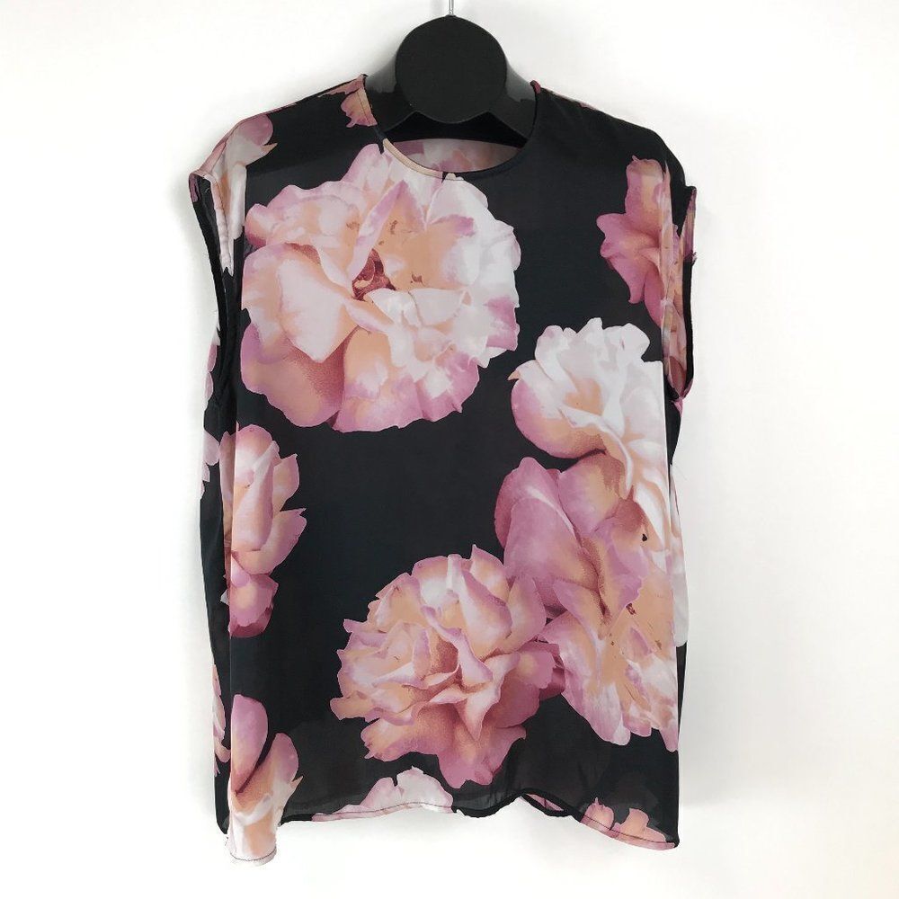 Show Me Your MuMu Floral Faith Tunic Women's XS Oversized Crew Neck Cap Sleeves